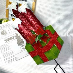 NEW Vintage 3 Light CANDLE Metal STAKE, Glitter, Candles Christmas Rare